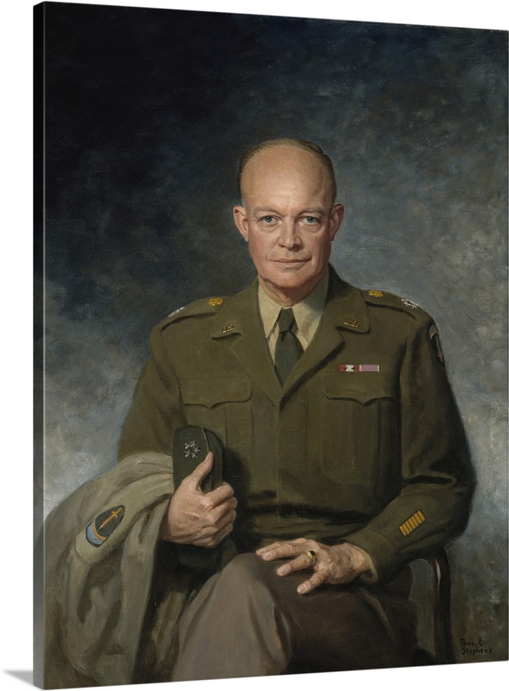 Portrait of Dwight D. Eisenhower, 34th U.S. President whose tenure in office began in 1953 and ended in 1961.