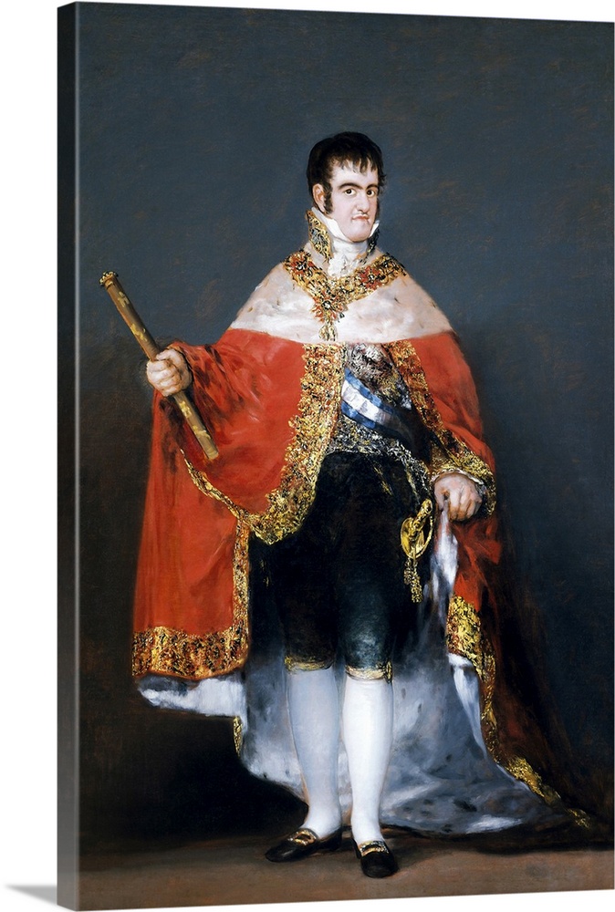 Portrait of Ferdinand VII of Spain wearing his royal court attire.