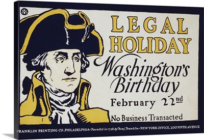 Portrait Of George Washington Along With The Declaration About His Birthday