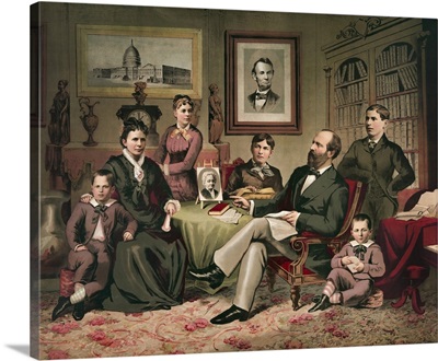 Portrait Of President Garfield And His Family In Their Parlor