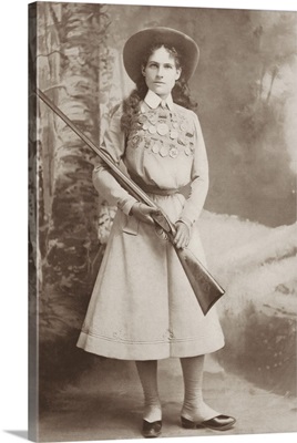 Portrait Of Sharpshooter Annie Oakley Holding A Rifle