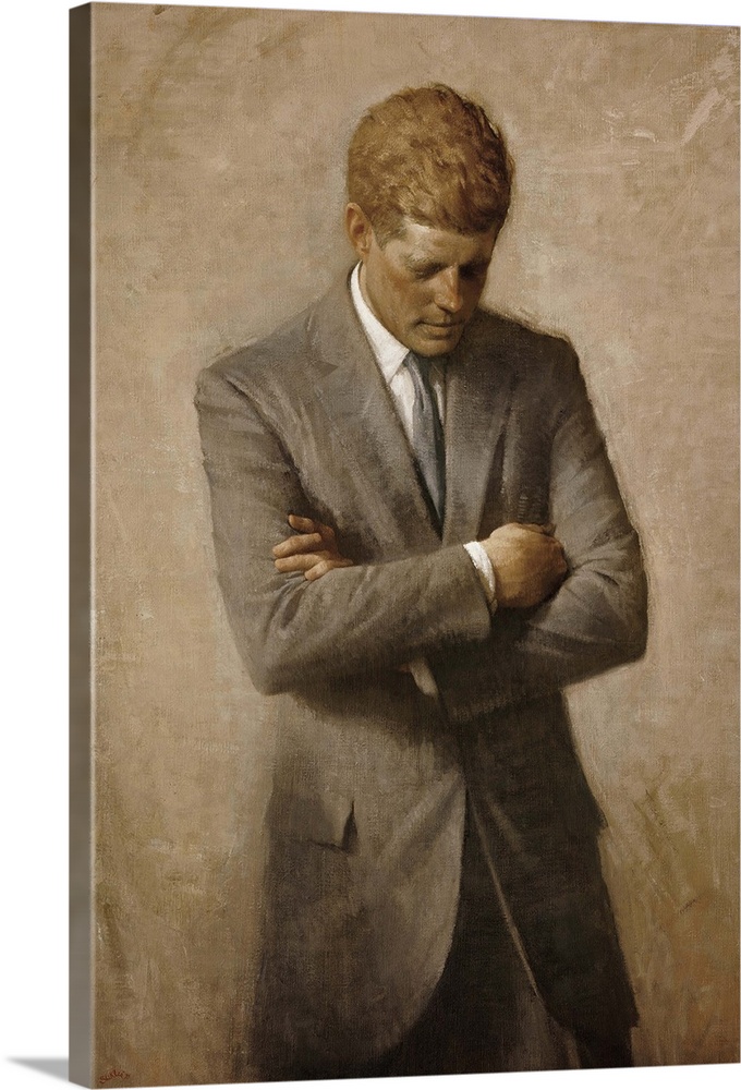 Portrait painting of President John Fitzgerald Kennedy. Original by Aaron Shikler.