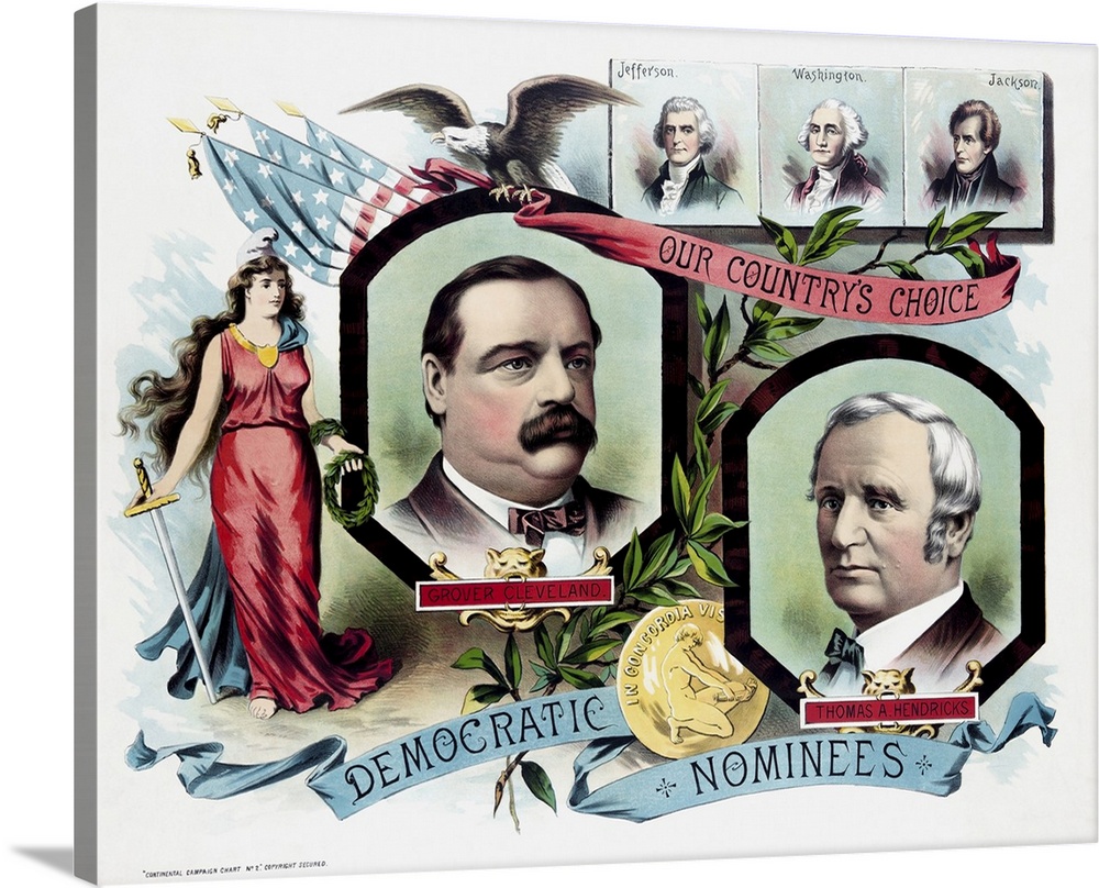 Portraits of Grover Cleveland and Thomas Hendricks as democratic candidates for the post of President and Vice-President r...