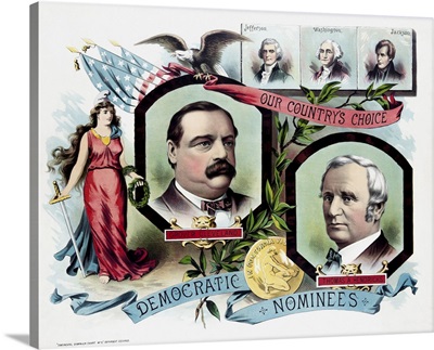 Portraits Of Grover Cleveland And Thomas Hendricks For The 1884 Presidential Election