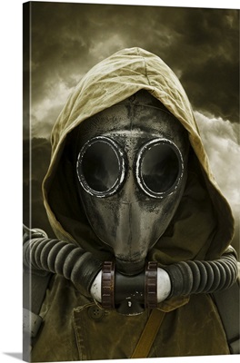 Post Apocalypse Survivor Wearing A Gas Mask
