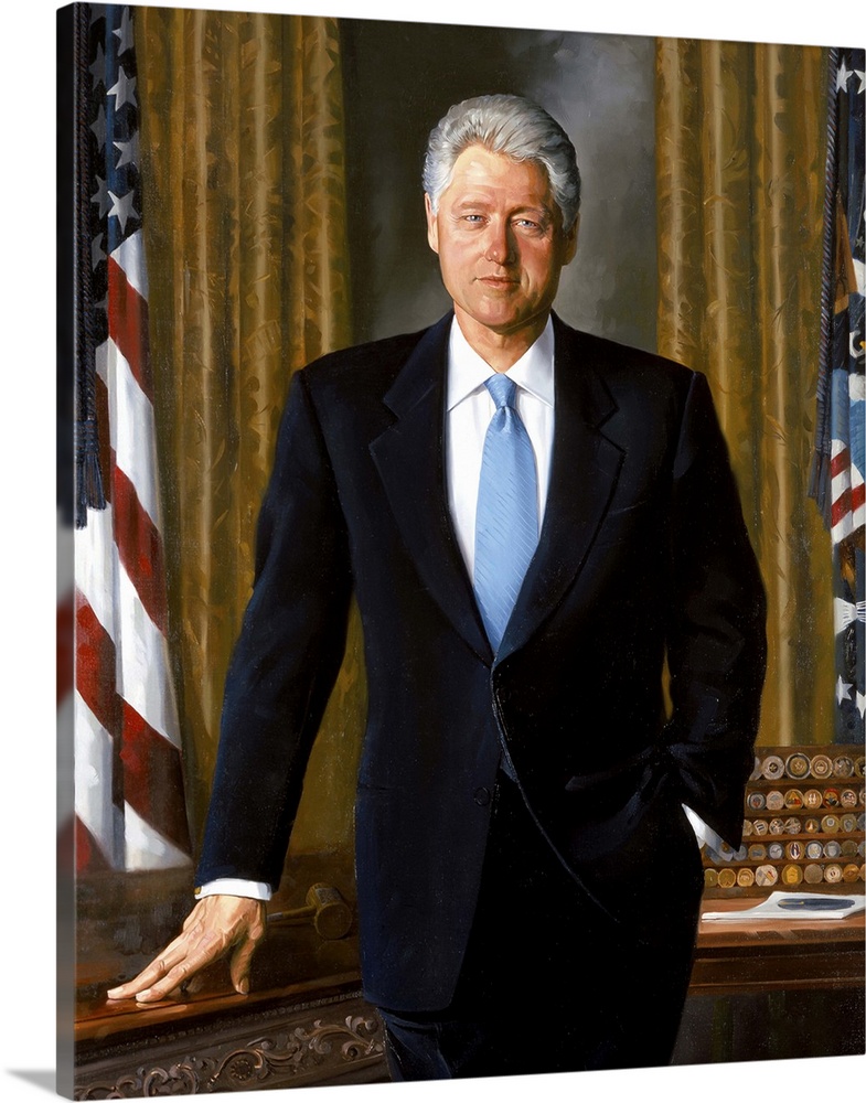 Digitally restored American History poster of the Official White House painting of President Bill Clinton.