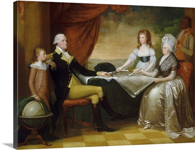 President George Washington With His Wife Martha, With Their Grandchildren