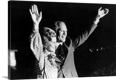 President Gerald Ford And First Lady Betty Ford Waving To A Crowd, 1975
