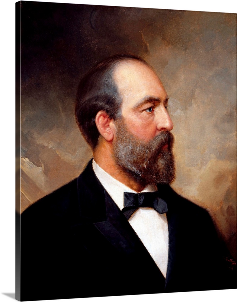 Vintage American history painting of President James Garfield.