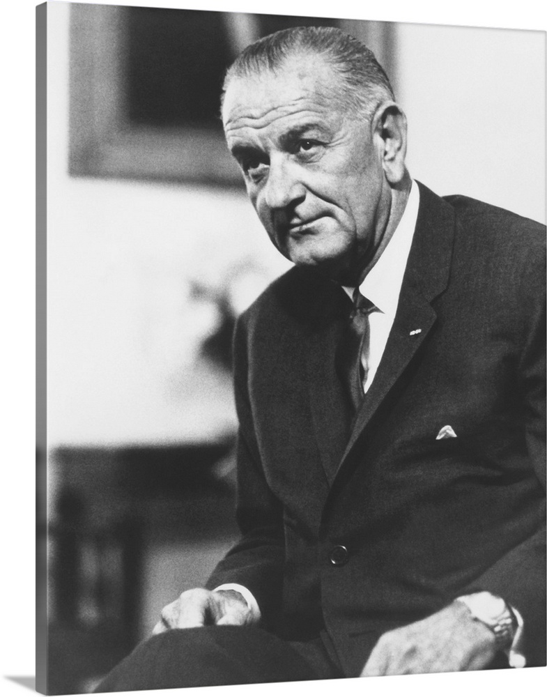 Digitally restored American history photo of President Lyndon Baines Johnson.