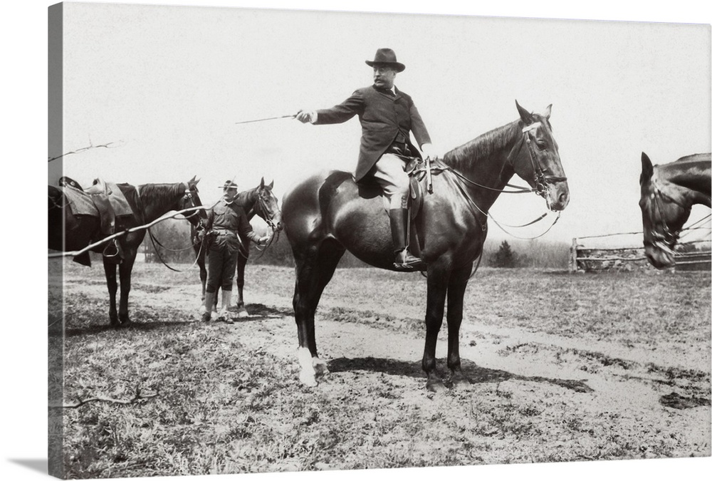 President Theodore Roosevelt on horseback.