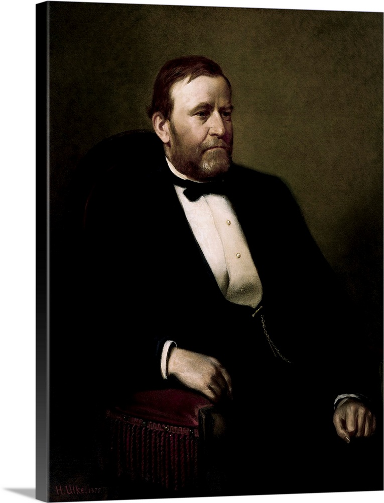 Vintage American History painting of President Ulysses S. Grant.
