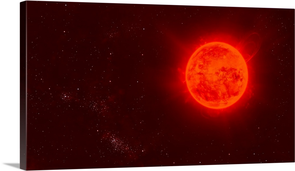 Red dwarf Sun floating through space.