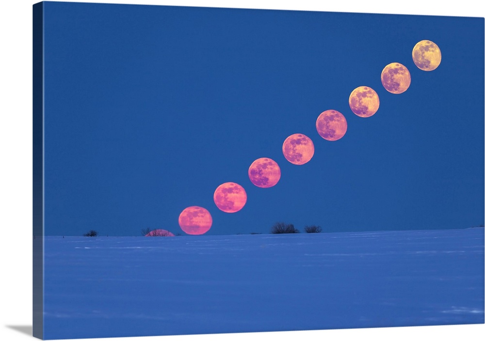 Rising of the full moon over Alberta, Canada.