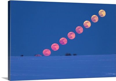 Rising Of The Full Moon Over Alberta, Canada