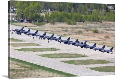 Row Of Yak-130 Training Aircraft Of The Russian Air Force