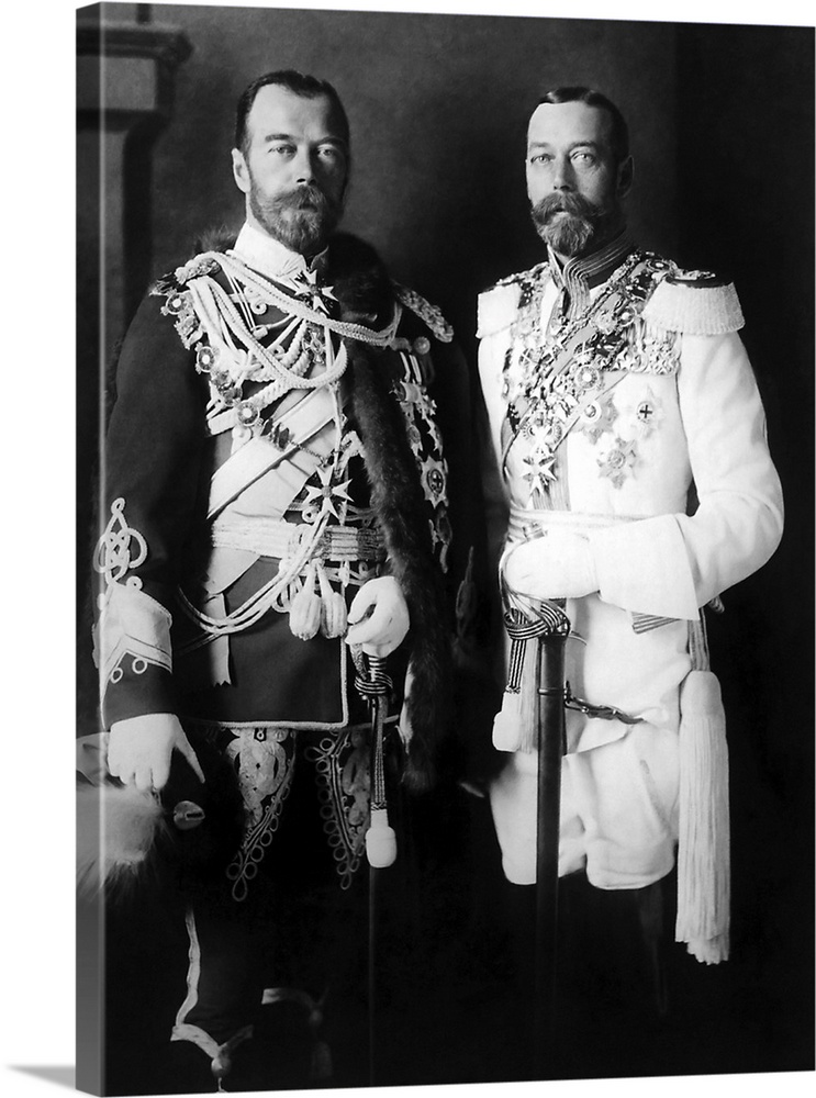 Royal cousins King George V (on the right) and Tsar Nicholas II posing for a photo in Berlin.