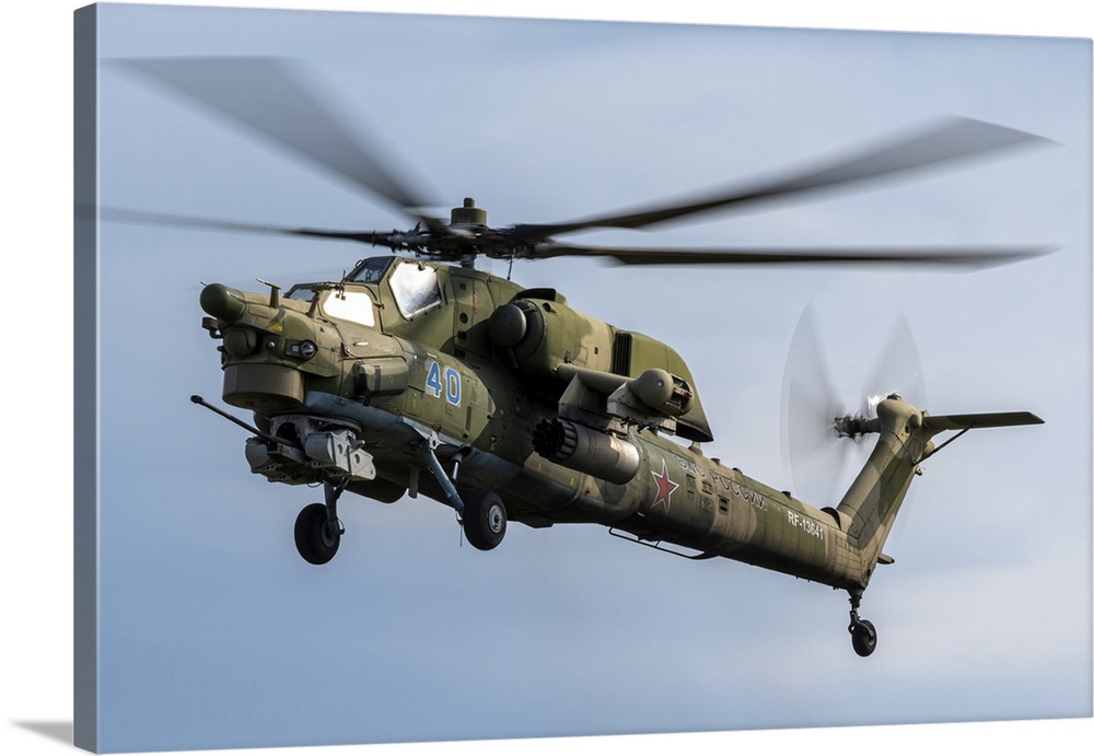 Russian Aerospace Forces Mi-28N helicopter in flight, Ryazan, Russia.
