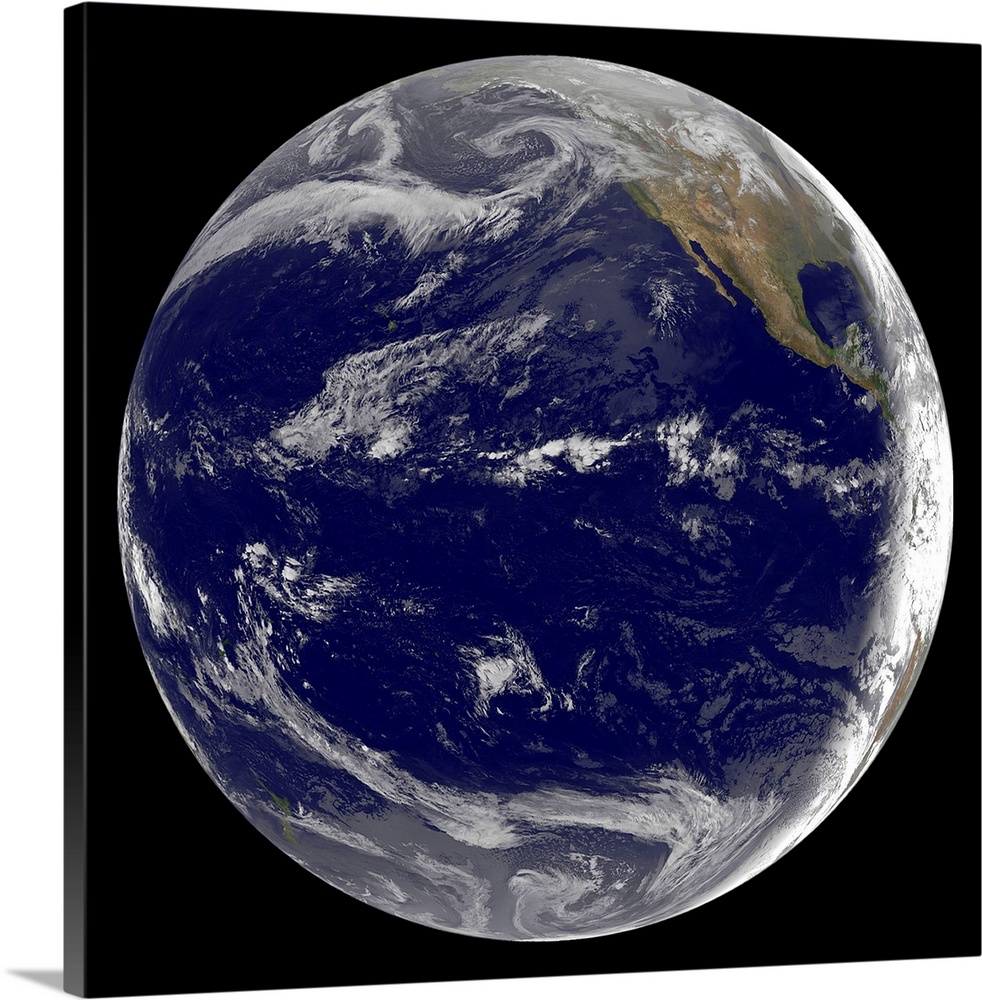 Satellite image of Earth over the Pacific Ocean on March 11, 2011. Waves from the powerful 8.9 Richter scale earthquake in...