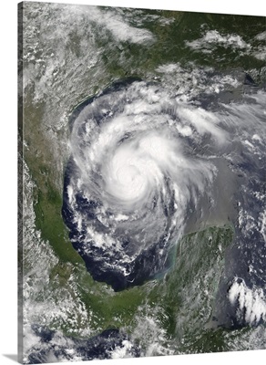 Satellite view of Hurricane Harvey in the Gulf of Mexico