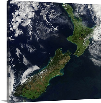 Satellite view of New Zealand