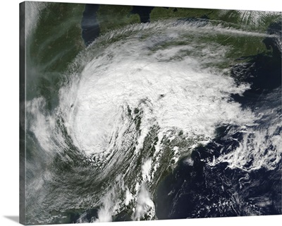 Satellite view of Post-Tropical Cyclone Harvey over southcentral United States