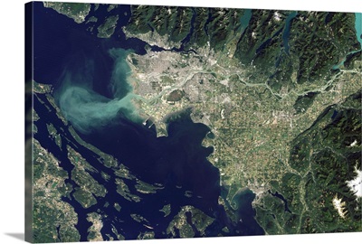 Satellite view of the Frasier River, British Columbia, Canada