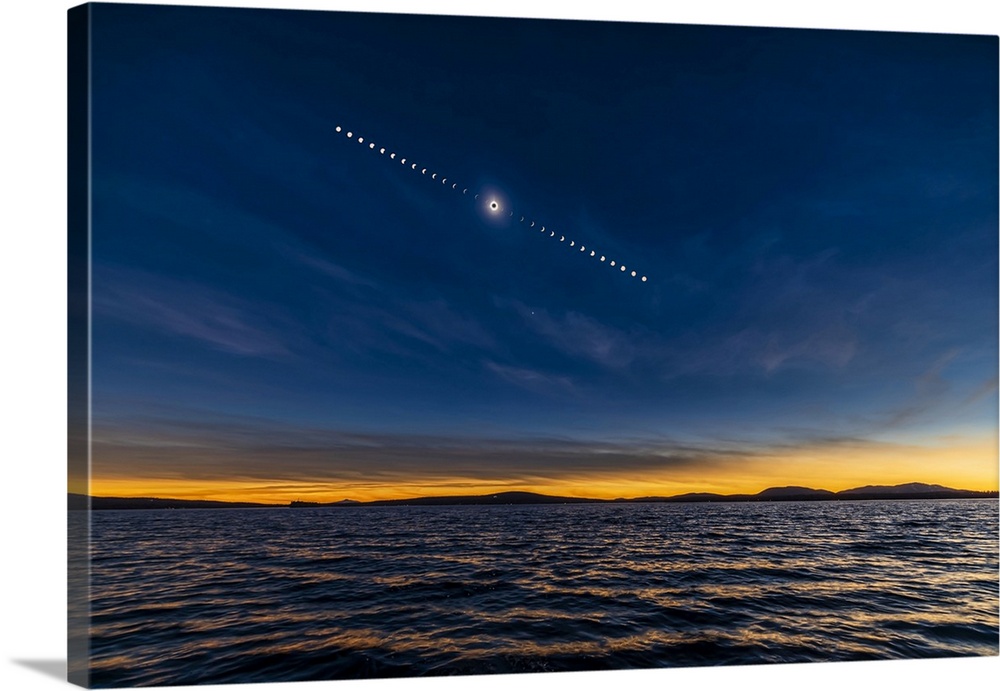 Sequence Of The Total Eclipse Of The Sun Over The Waters Of Lac-Brome, Quebec, Canada
