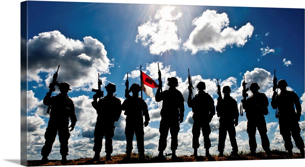 Silhouette of soldiers from the U.S. Army National Guard.