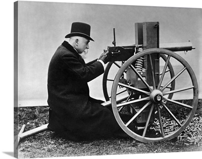 Sir Hiram Stevens Maxim Firing His Maxim Gun, 1884