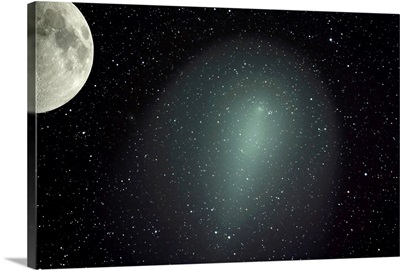 Size of Comet Holmes in comparison with the moon