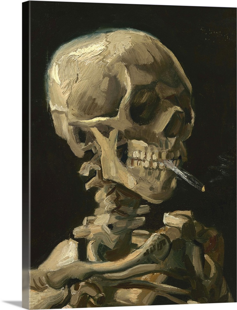 Skull of a Skeleton with Burning Cigarette painting by Vincent van Gogh, 1886.
