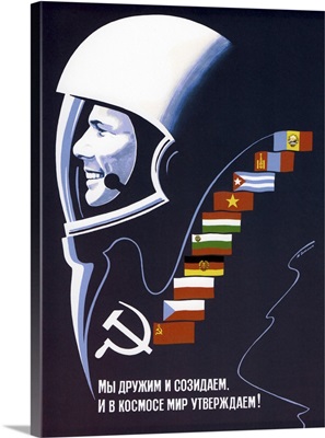 Soviet space poster of cosmonaut Yuri Gagarin