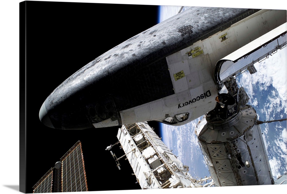 Space Shuttle Discovery docked to the International Space Station