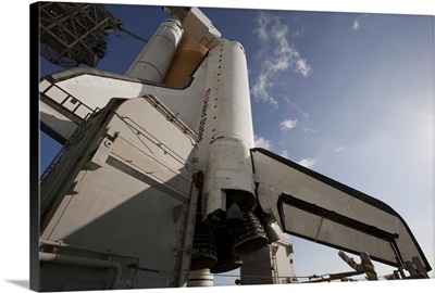 Space Shuttle Endeavour on the launch pad at Kennedy Space Center Florida
