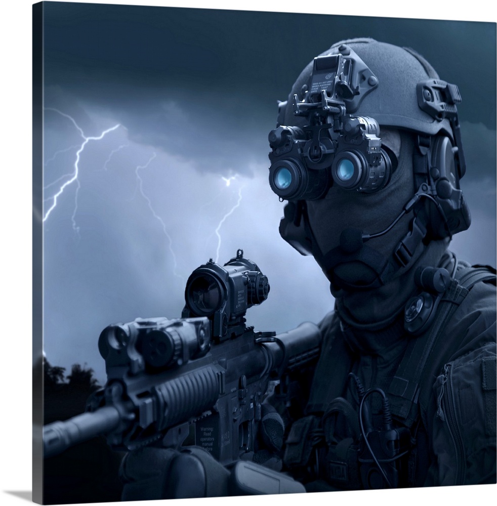 Der er en tendens Udtale Uberettiget Special operations forces soldier equipped with night vision and an HK416  assault rifle Wall Art, Canvas Prints, Framed Prints, Wall Peels | Great  Big Canvas