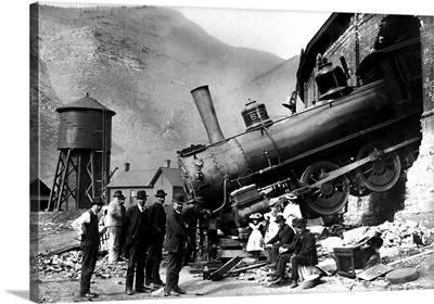Spectators Visiting A Train Wreck At The Minturn, Colorado Roundhouse, 1913