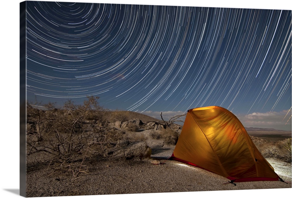 Star trails above a campsite in Anza Borrego Desert State Park, California.