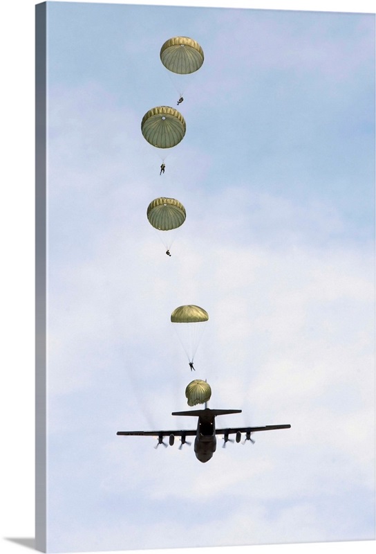 Students jump from a C-130 Hercules Wall Art, Canvas Prints, Framed ...