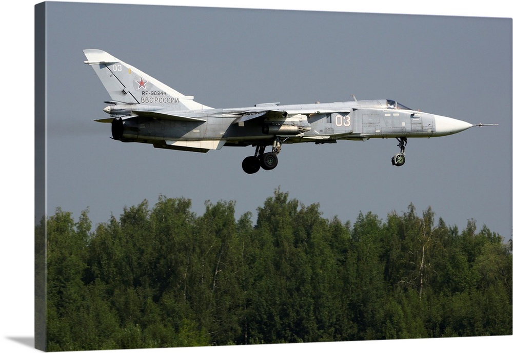 Su-24M attack airplane of Russian Air Force landing.