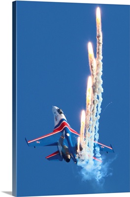 Su-27 Jet Fighter Of Russian Air Force Performing Demonstration Flight