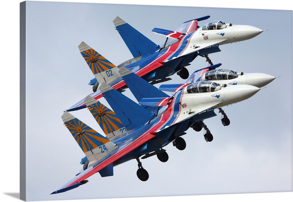 A Sukhoi Su-27 Flanker of the Russian Knights aerobatic team Solid-Faced  Canvas Print