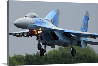 Sukhoi Su-27 Jet Fighter Of The Ukrainian Air Force Landing