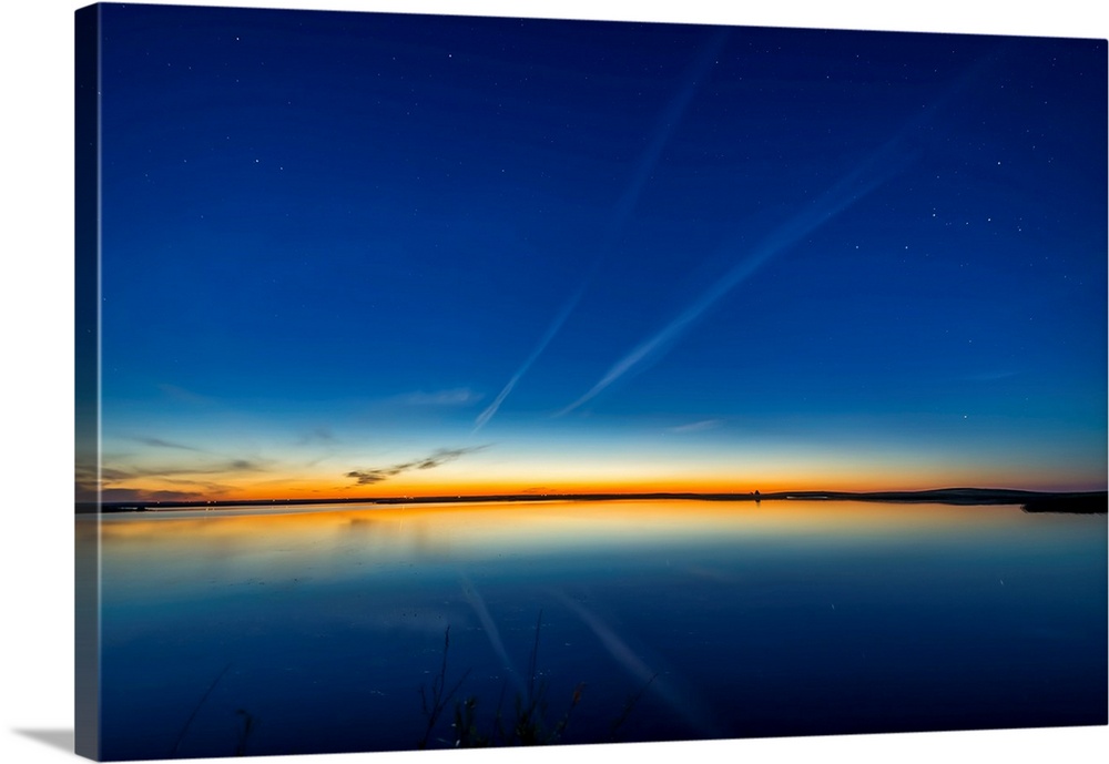 Summer solstice twilight at Crawling Lake in southern Alberta, Canada.