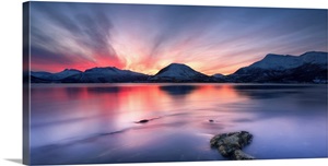 Sunset over Tjeldsundet, Troms County, Norway image thumbnail