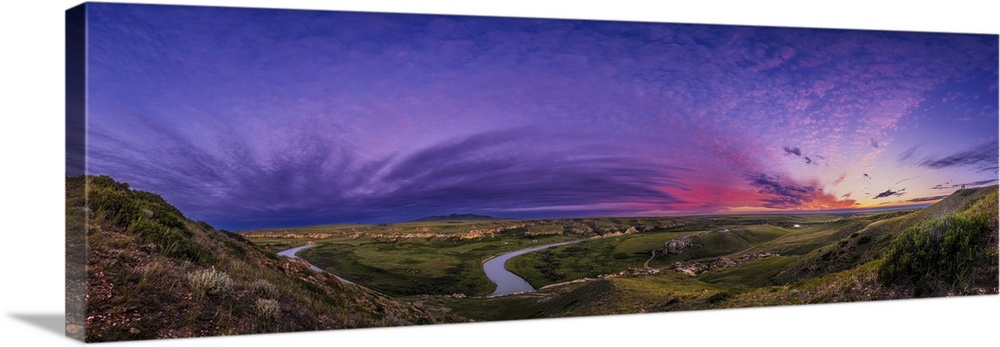 Sunset Panorama At Writing-On-Stone Provincial Park, Alberta, Canada