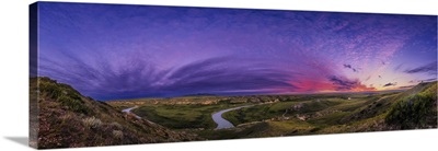 Sunset Panorama At Writing-On-Stone Provincial Park, Alberta, Canada