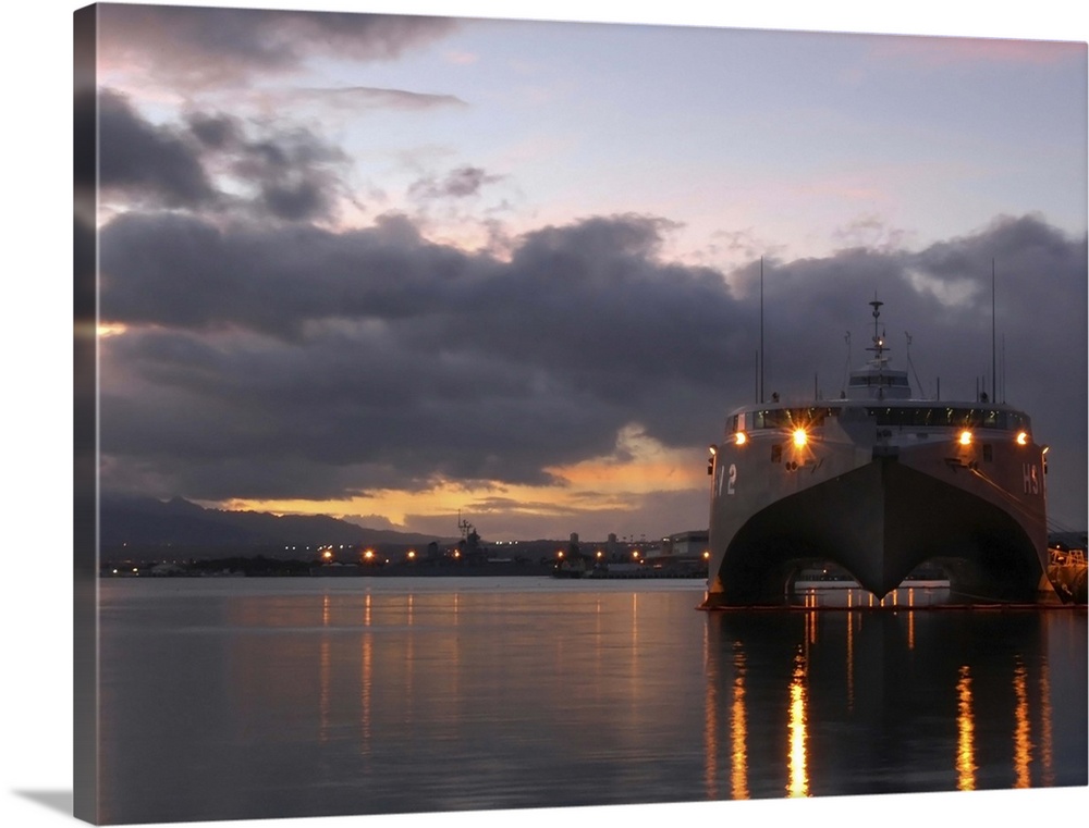 Swift High Speed Vessel 2 HSV2 sits moored in Pearl Harbor