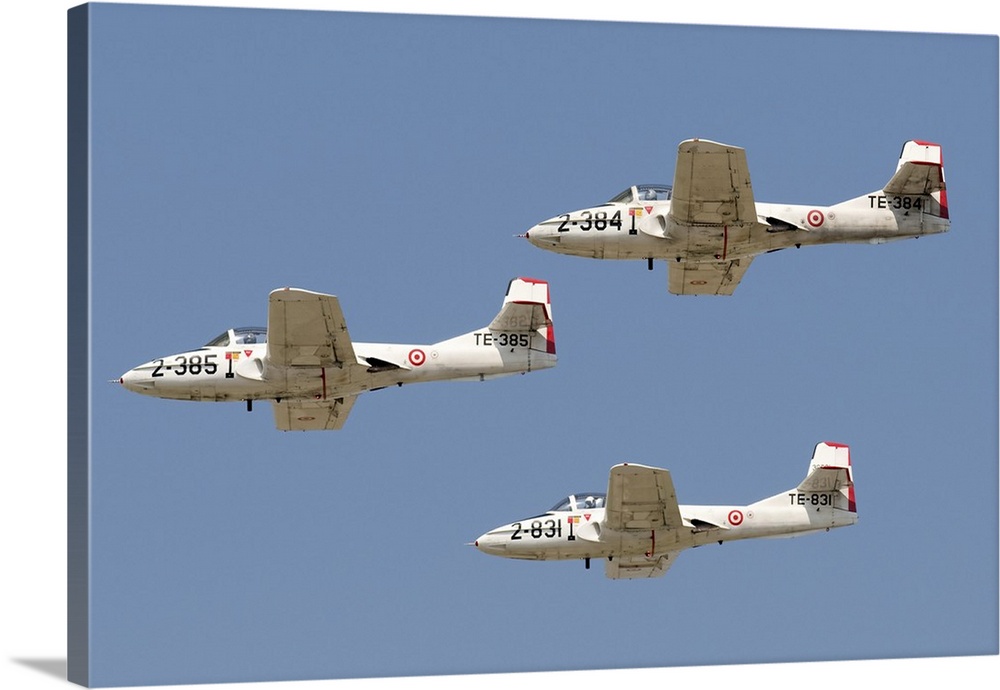T-37B aircraft of the Turkish Air Force flying in formation.