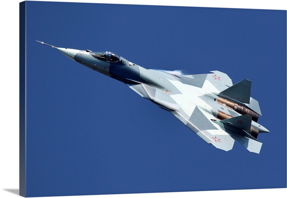 T-50 PAK-FA 051 BLUE fifth generation jet fighter of the Russian Air Force.